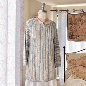 crew neck long sleeve coastal colors boho casual sweater